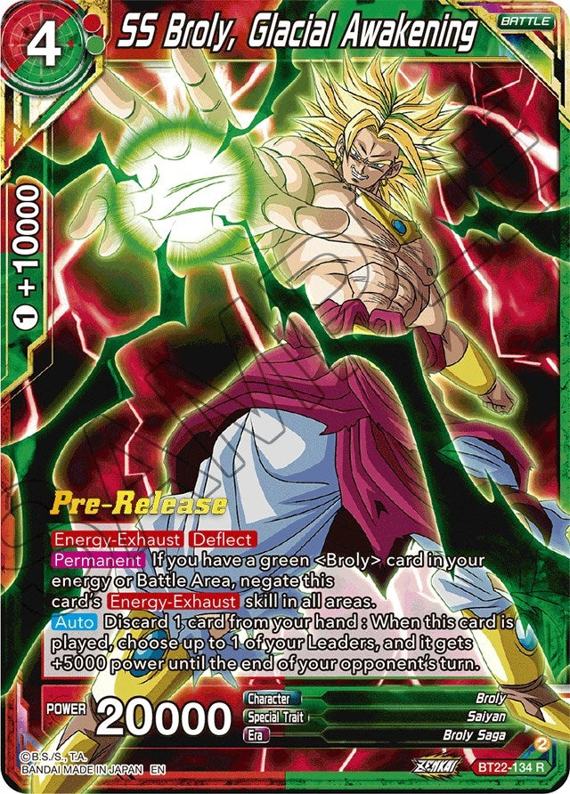 Image for SS Broly, Glacial Awakening (Critical Blow Pre-Release Cards) (BT22-134) - Dragon Ball Super: Masters