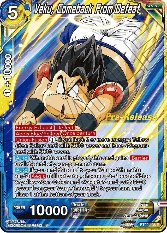Image for Veku, Comeback From Defeat (Critical Blow Pre-Release Cards) (BT22-136) - Dragon Ball Super: Masters