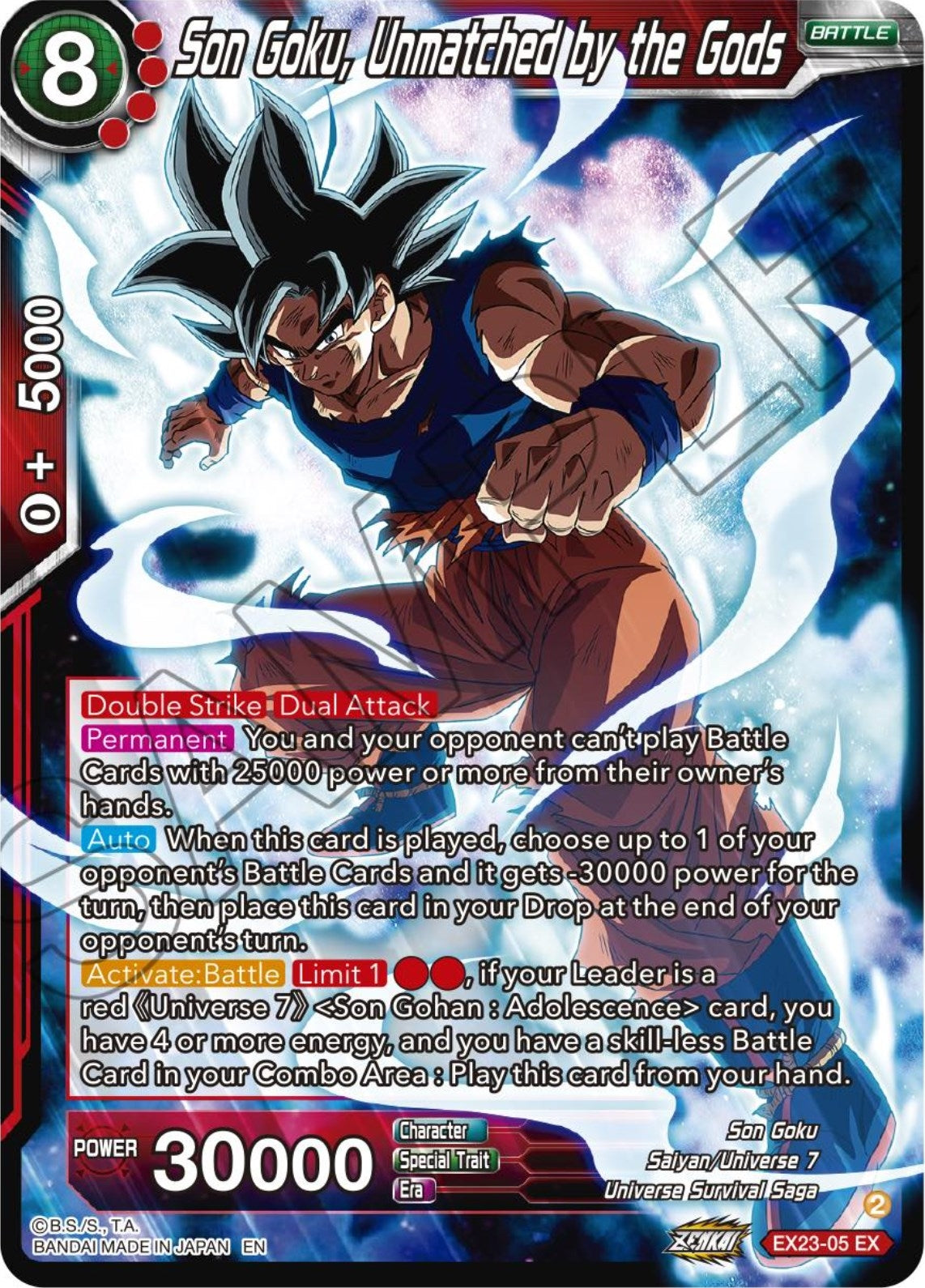 Image for Son Goku, Unmatched by the Gods (Expansion Deck Box Set 23: Premium Anniversary Box 2023) (EX23-05) - Dragon Ball Super: Masters