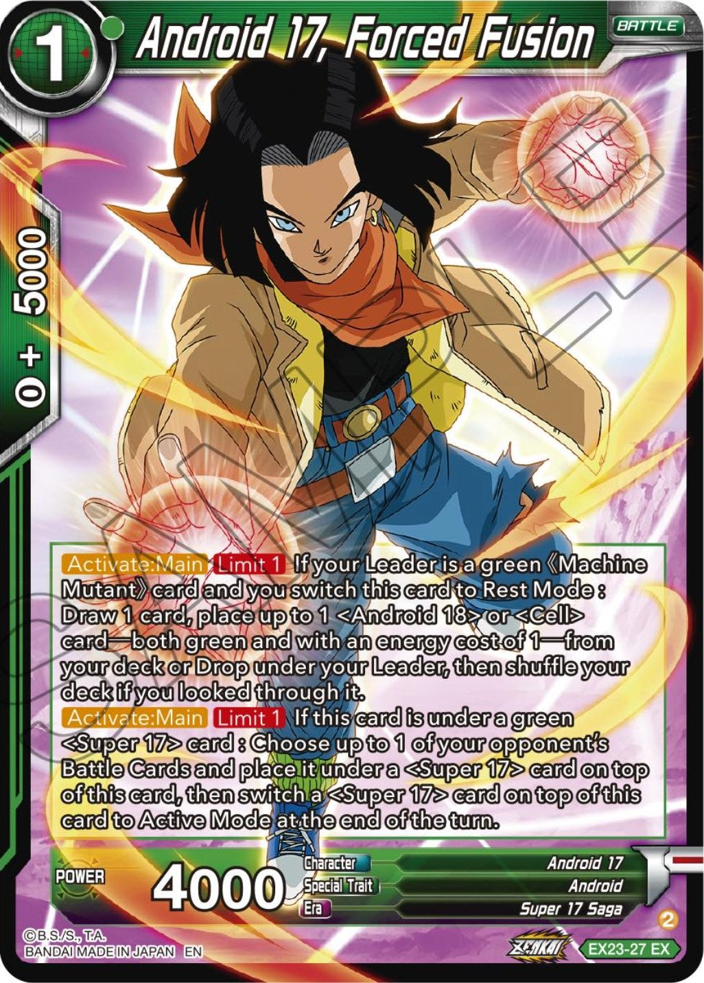 Image for Android 17, Forced Fusion (Expansion Deck Box Set 23: Premium Anniversary Box 2023) (EX23-27) - Dragon Ball Super: Masters