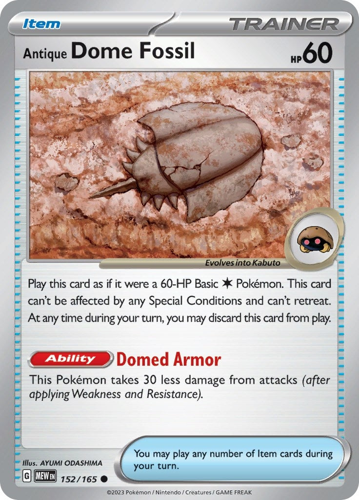 Image for Antique Dome Fossil (SV: Scarlet & Violet 151) (152/165) - Pokemon