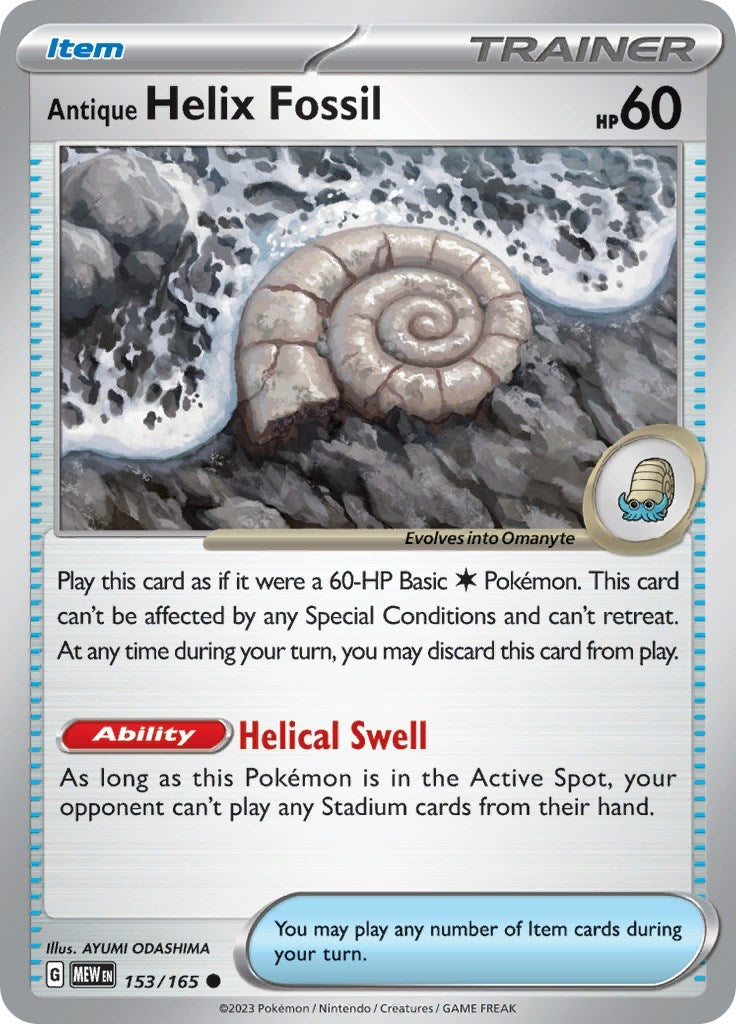 Image for Antique Helix Fossil (SV: Scarlet & Violet 151) (153/165) - Pokemon