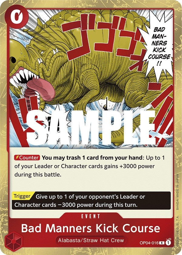 Image for Bad Manners Kick Course (Kingdoms of Intrigue) (OP04-016) - One Piece Card Game