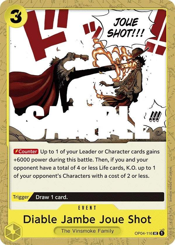 Image for Diable Jambe Joue Shot (Kingdoms of Intrigue) (OP04-116) - One Piece Card Game