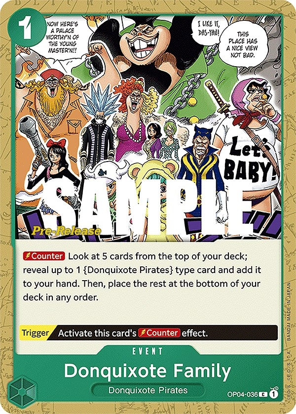 Image for Donquixote Family (Kingdoms of Intrigue Pre-Release Cards) (OP04-036) - One Piece Card Game