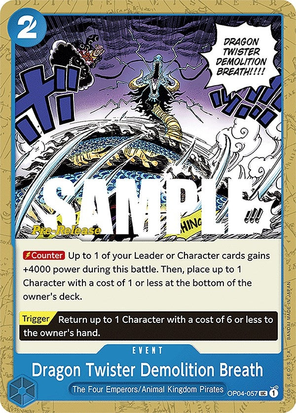 Image for Dragon Twister Demolition Breath (Kingdoms of Intrigue Pre-Release Cards) (OP04-057) - One Piece Card Game