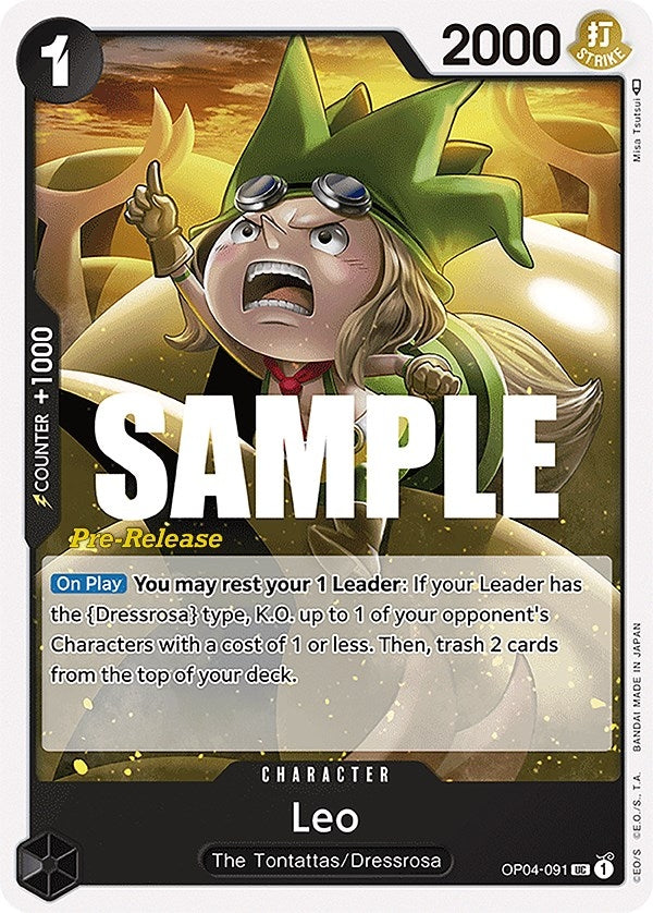 Image for Leo (Kingdoms of Intrigue Pre-Release Cards) (OP04-091) - One Piece Card Game