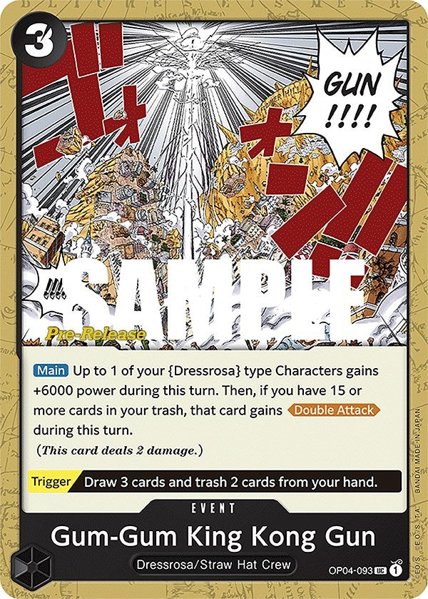 Image for Gum-Gum King Kong Gun (Kingdoms of Intrigue Pre-Release Cards) (OP04-093) - One Piece Card Game