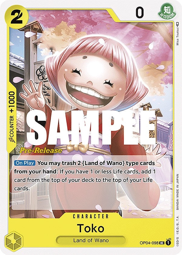 Image for Toko (Kingdoms of Intrigue Pre-Release Cards) (OP04-098) - One Piece Card Game