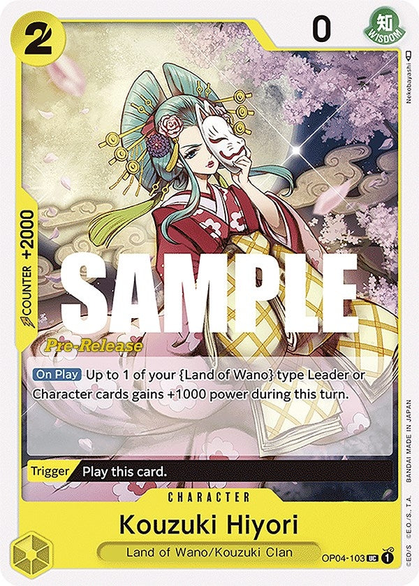 Image for Kouzuki Hiyori (Kingdoms of Intrigue Pre-Release Cards) (OP04-103) - One Piece Card Game