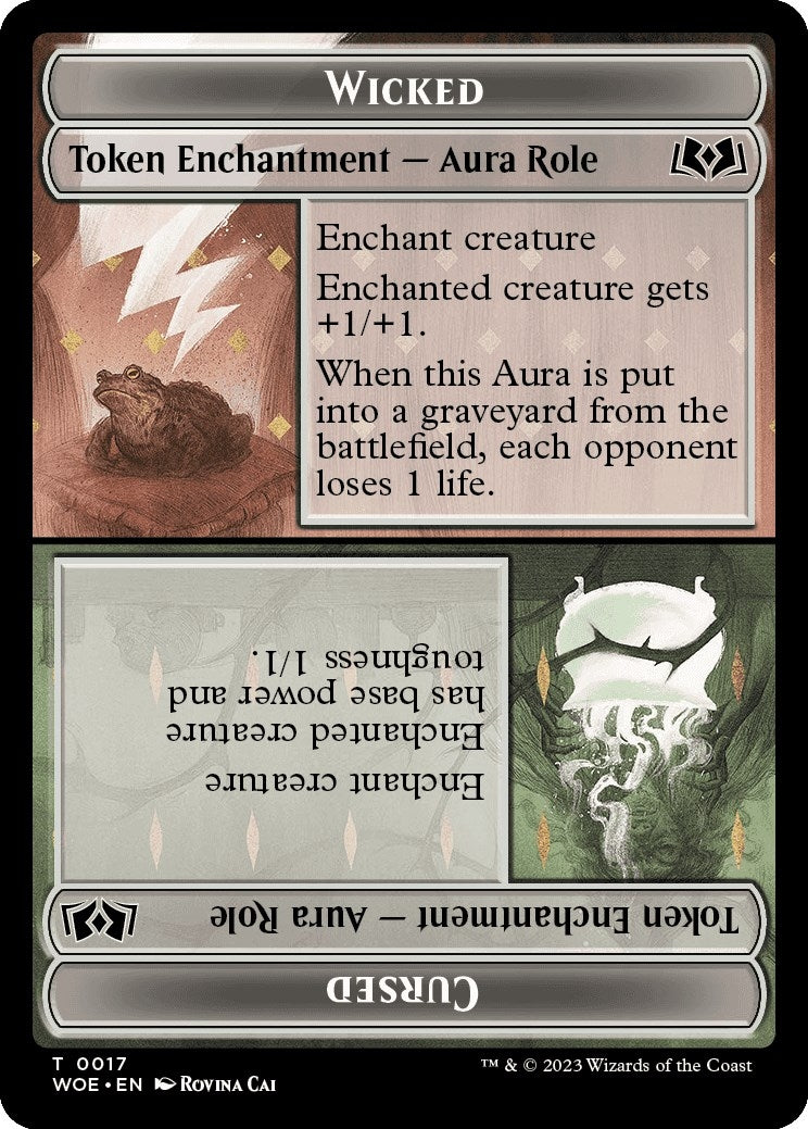 Image for Wicked Role / Cursed Role // Emblem - On An Adventure Double-Sided Token (Wilds of Eldraine) (17 // 18) - Magic: The Gathering