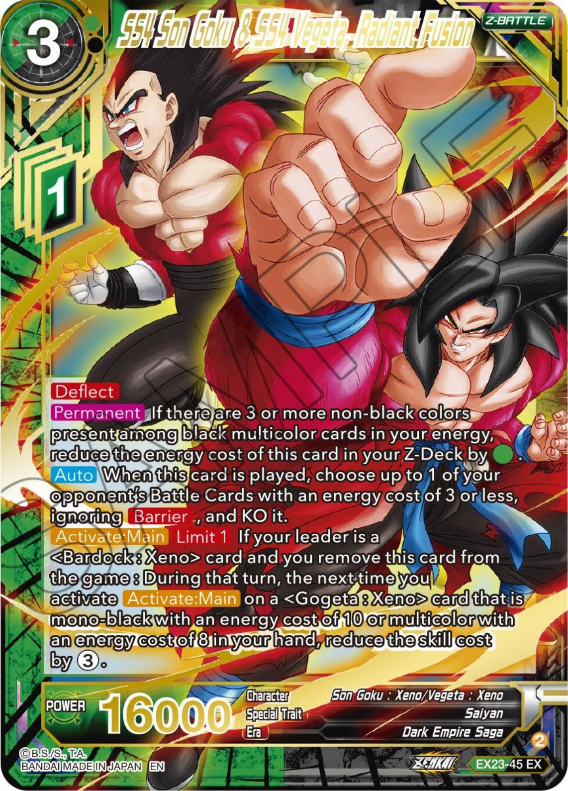 Image for SS4 Son Goku & SS4 Vegeta, Radiant Fusion (Expansion Deck Box Set 23: Premium Anniversary Box 2023) (EX23-45) - Dragon Ball Super: Masters