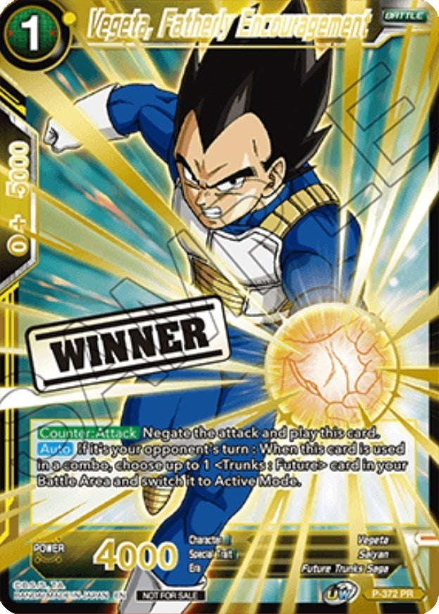 Image for Vegeta, Fatherly Encouragement (Store Championship Winner Card 2023) (Tournament Promotion Cards) (P-372) - Dragon Ball Super: Masters