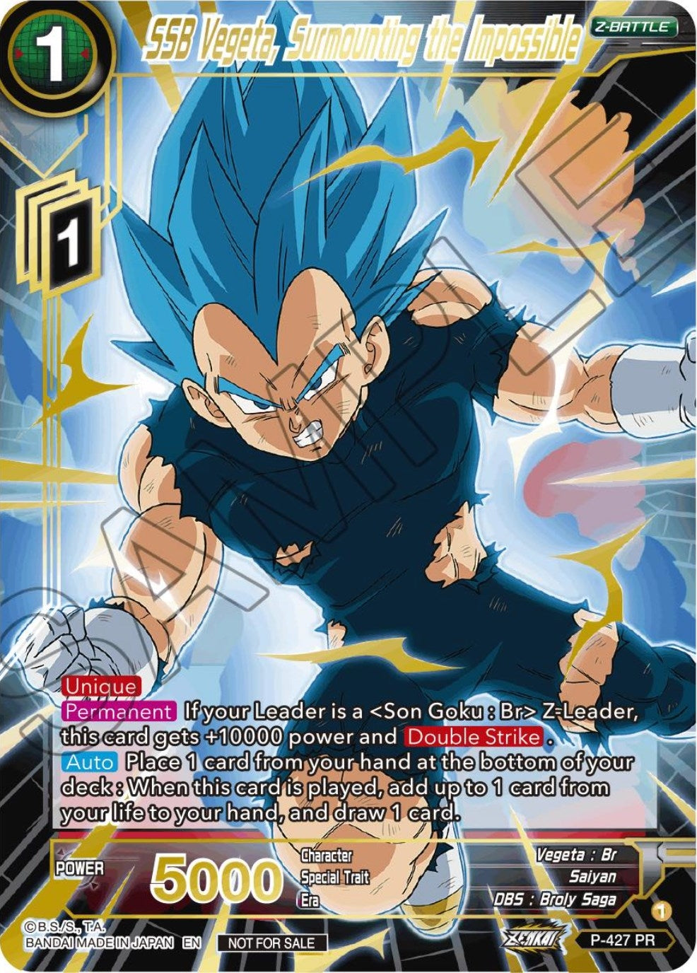 Image for SSB Vegeta, Surmounting the Impossible (Alt. Art Card Set 2023 Vol. 3) (Tournament Promotion Cards) (P-427) - Dragon Ball Super: Masters