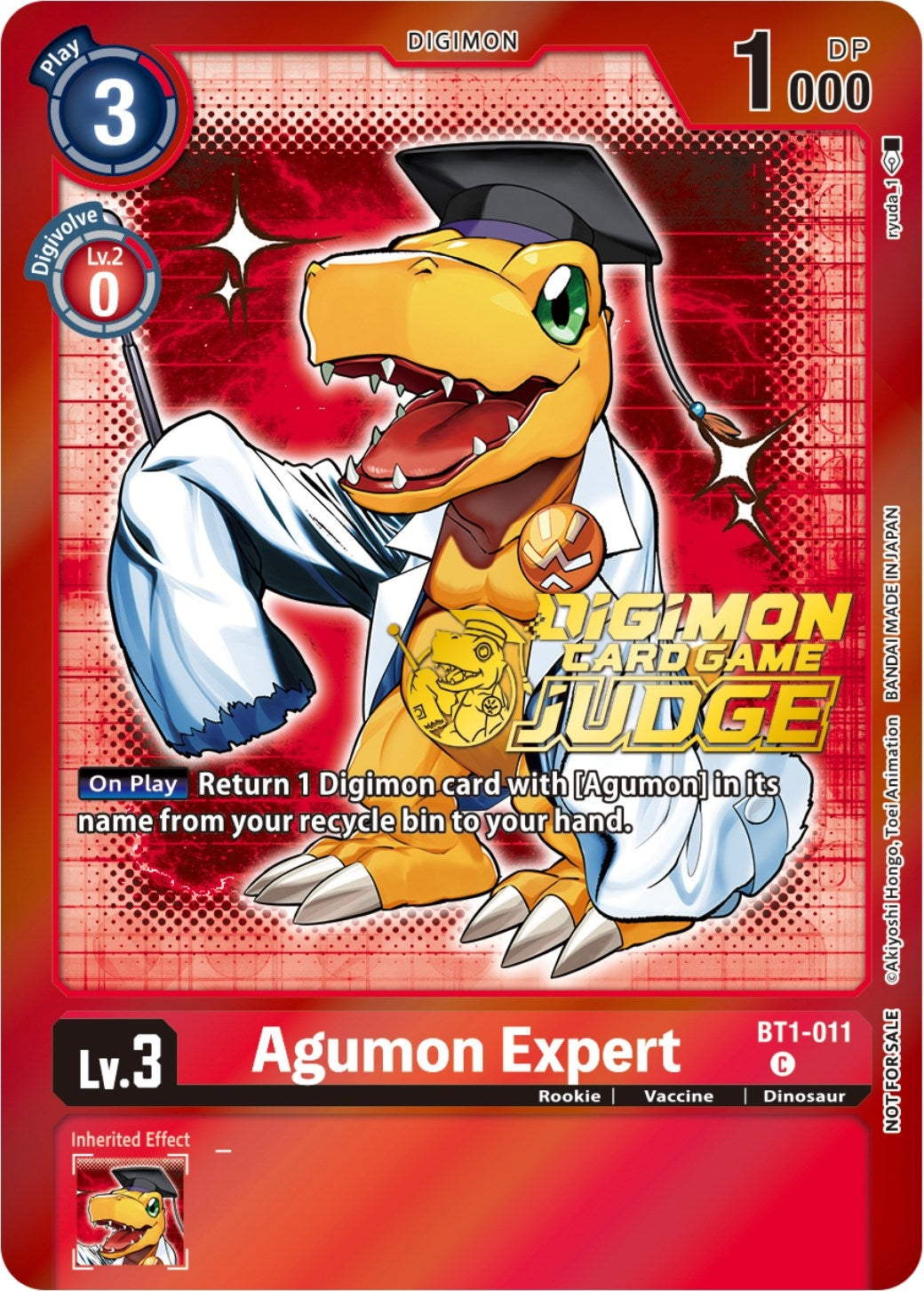 Image for Agumon Expert - BT1-011 (Judge Pack 4) (BT01-03A) (BT1-011 C) - Digimon Card Game
