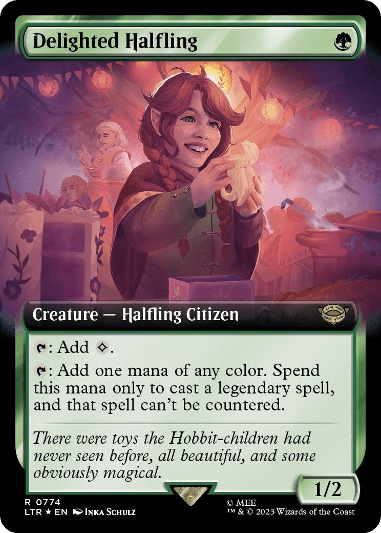 Image for Delighted Halfling (Extended Art) (Surge Foil) (Universes Beyond: The Lord of the Rings: Tales of Middle-earth) (774) - Magic: The Gathering