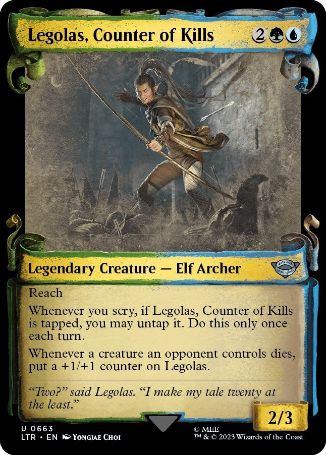 Image for Legolas, Counter of Kills (Showcase Scrolls) (Universes Beyond: The Lord of the Rings: Tales of Middle-earth) (663) - Magic: The Gathering