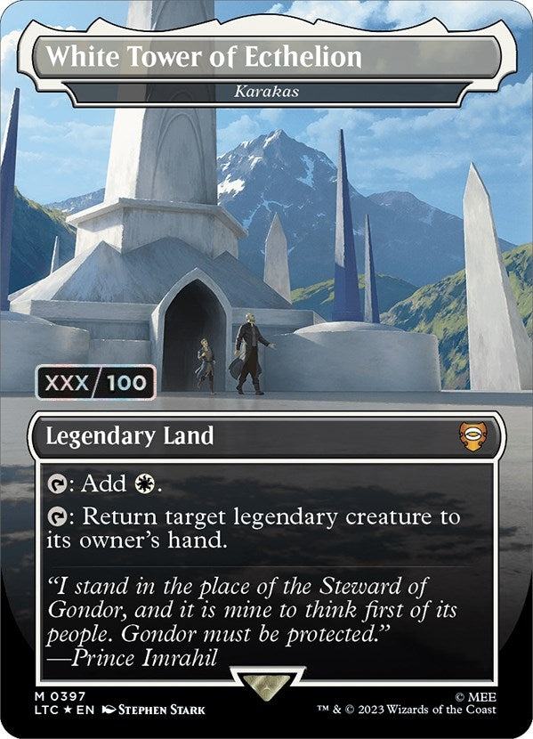 Image for White Tower of Ecthelion - Karakas (Serial Numbered) (Commander: The Lord of the Rings: Tales of Middle-earth) (397) - Magic: The Gathering