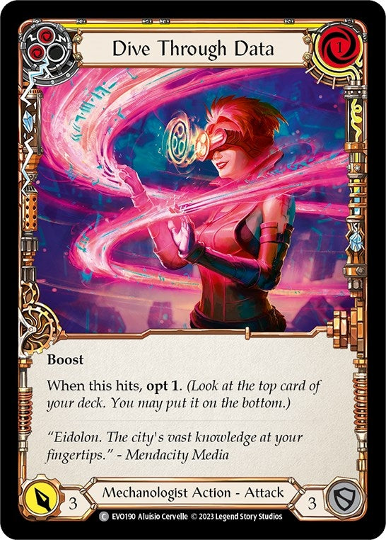 Image for Dive Through Data (Yellow) (Bright Lights) (EVO190) - Flesh and Blood TCG