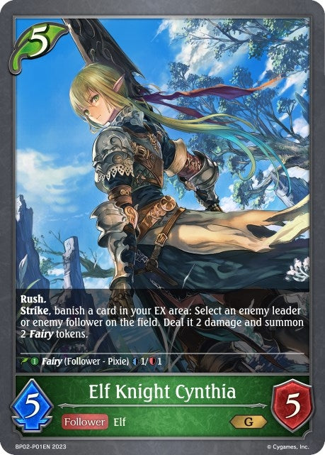 Image for Elf Knight Cynthia - P01EN (Foil) (BP02: Reign of Bahamut) (BP02-P01EN) - Shadowverse: Evolve