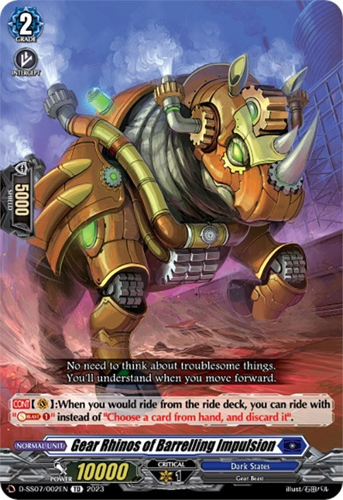 Image for Gear Rhinos of Barrelling Impulsion (D-SS07: Stand Up Deckset "Favrneel") (D-SS07/002EN) - Cardfight Vanguard