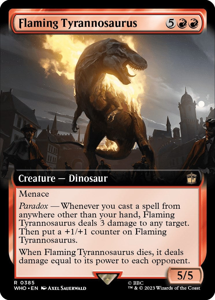 Image for Flaming Tyrannosaurus (Extended Art) (Universes Beyond: Doctor Who) (385) - Magic: The Gathering