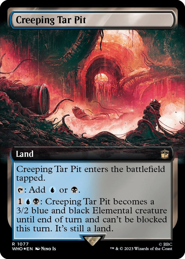 Image for Creeping Tar Pit (Extended Art) (Surge Foil) (Universes Beyond: Doctor Who) (1077) - Magic: The Gathering