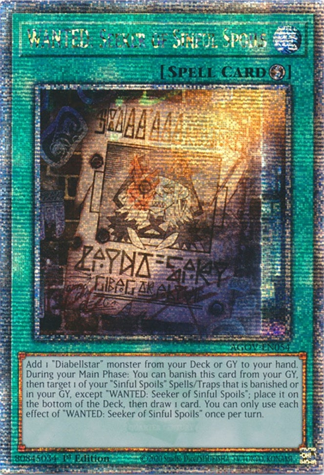 Image for WANTED: Seeker of Sinful Spoils (Quarter Century Secret Rare) (Age of Overlord) (AGOV-EN054) - YuGiOh