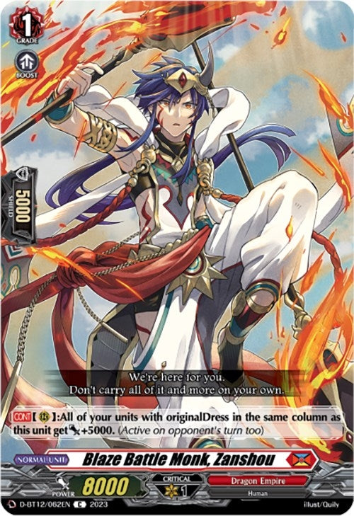 Image for Blaze Battle Monk, Zanshou (D-BT12: Evenfall Onslaught) (D-BT12/062EN) - Cardfight Vanguard