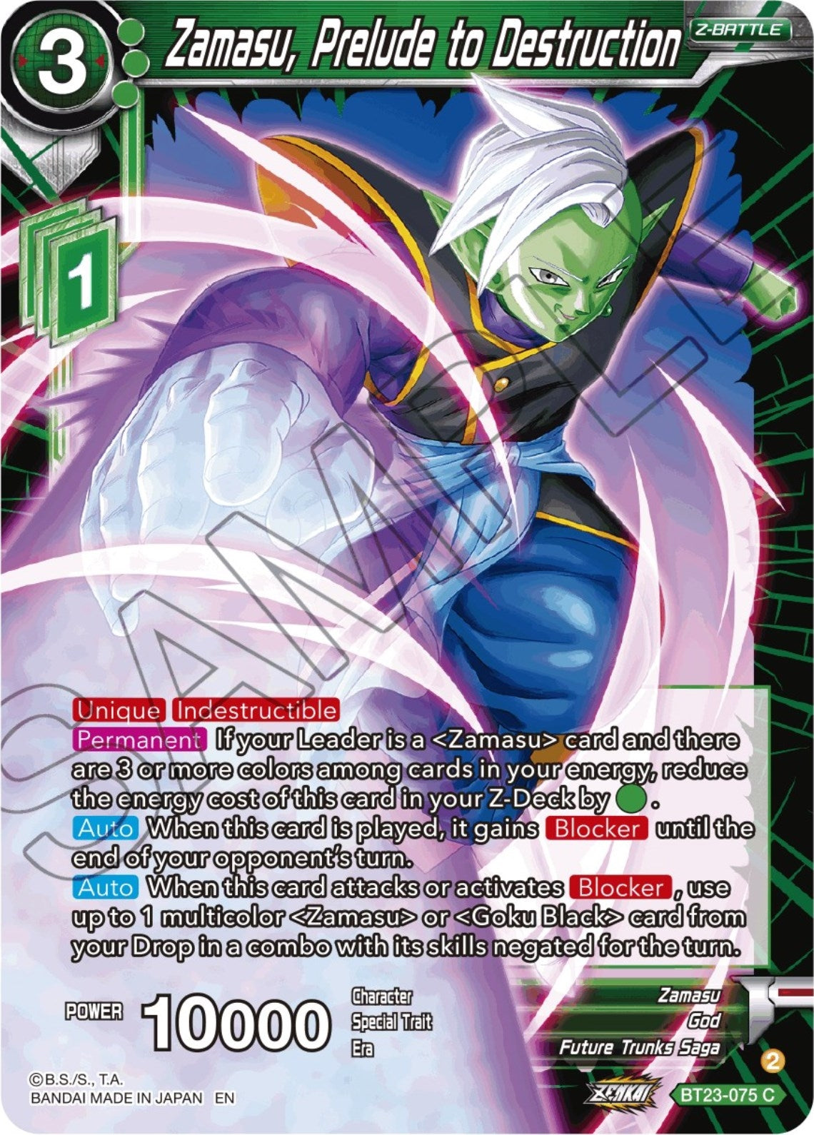 Image for Zamasu, Prelude to Destruction (Perfect Combination) (BT23-075) - Dragon Ball Super: Masters