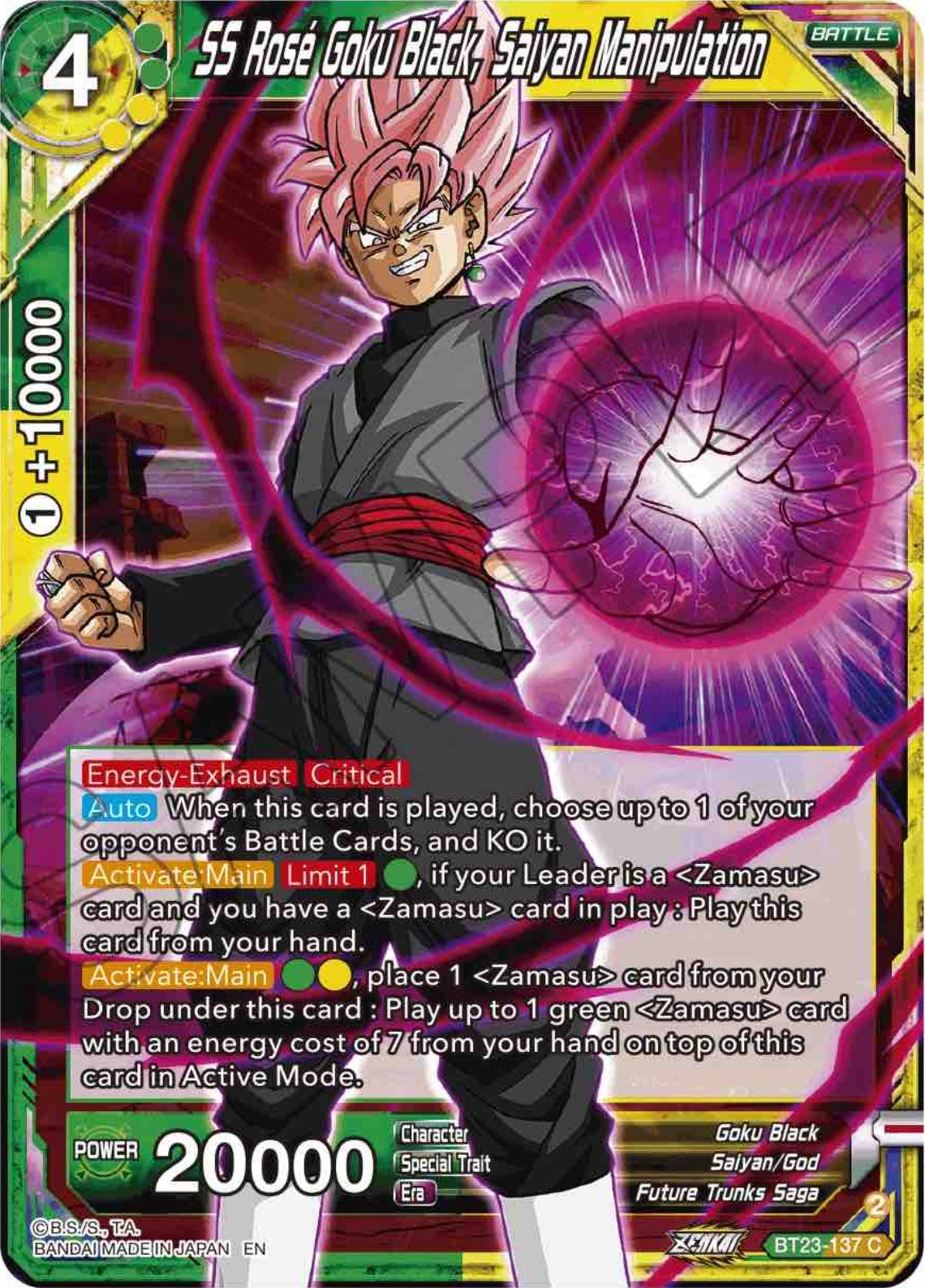 Image for SS Rose Goku Black, Saiyan Manipulation (Perfect Combination) (BT23-137) - Dragon Ball Super: Masters