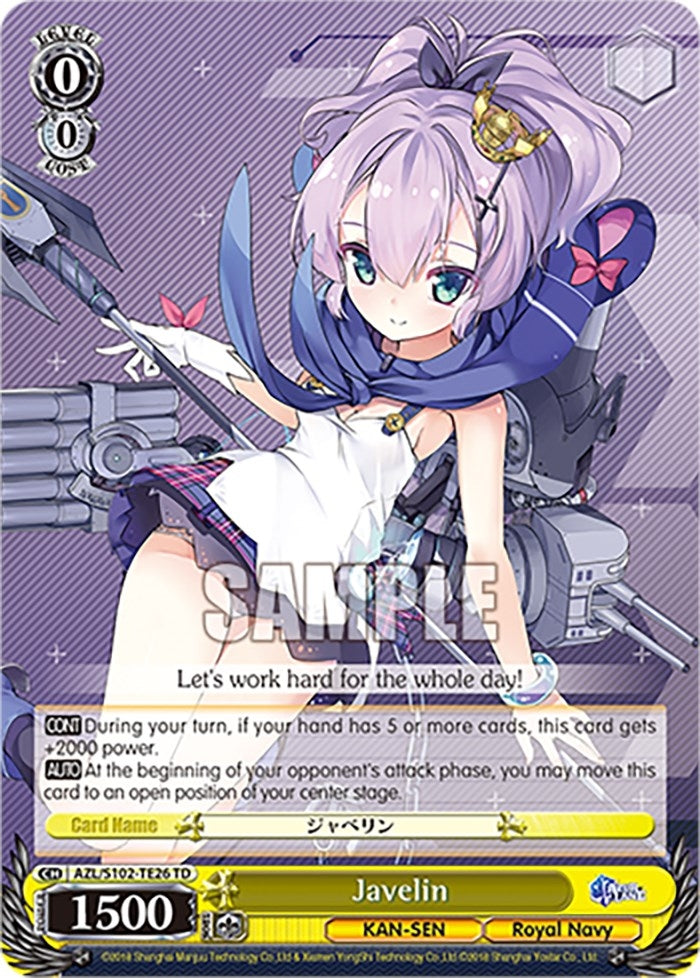 Image for Javelin (Azur Lane) (AZL/S102-TE26 TD) - Weiss Schwarz