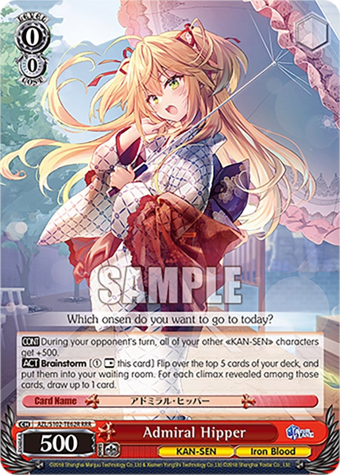 Image for Admiral Hipper (RRR) (Azur Lane) (AZL/S102-TE62R RRR) - Weiss Schwarz