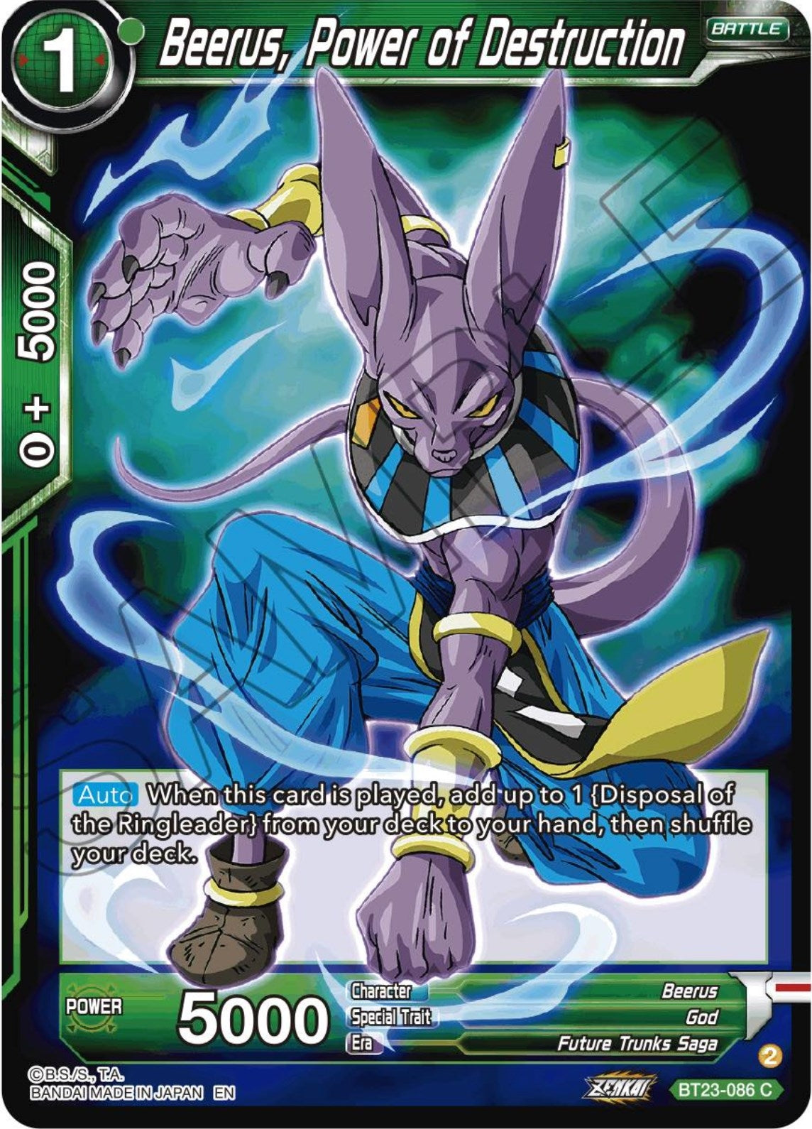 Image for Beerus, Power of Destruction (Perfect Combination) (BT23-086) - Dragon Ball Super: Masters