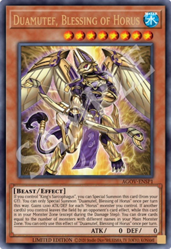 Image for Duamutef, Blessing of Horus (AGOV-ENSP1) (Age of Overlord) (AGOV-ENSP1) - YuGiOh