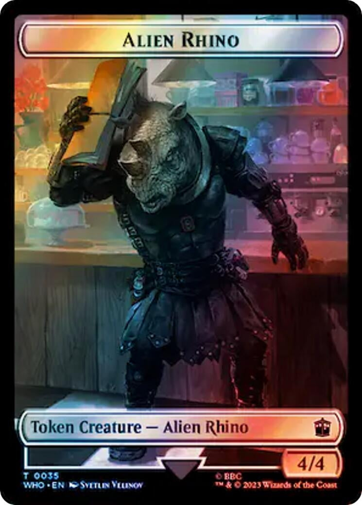Image for Alien Rhino // Food (0059) Double-Sided Token (Surge Foil) (Universes Beyond: Doctor Who) (35 // 59) - Magic: The Gathering