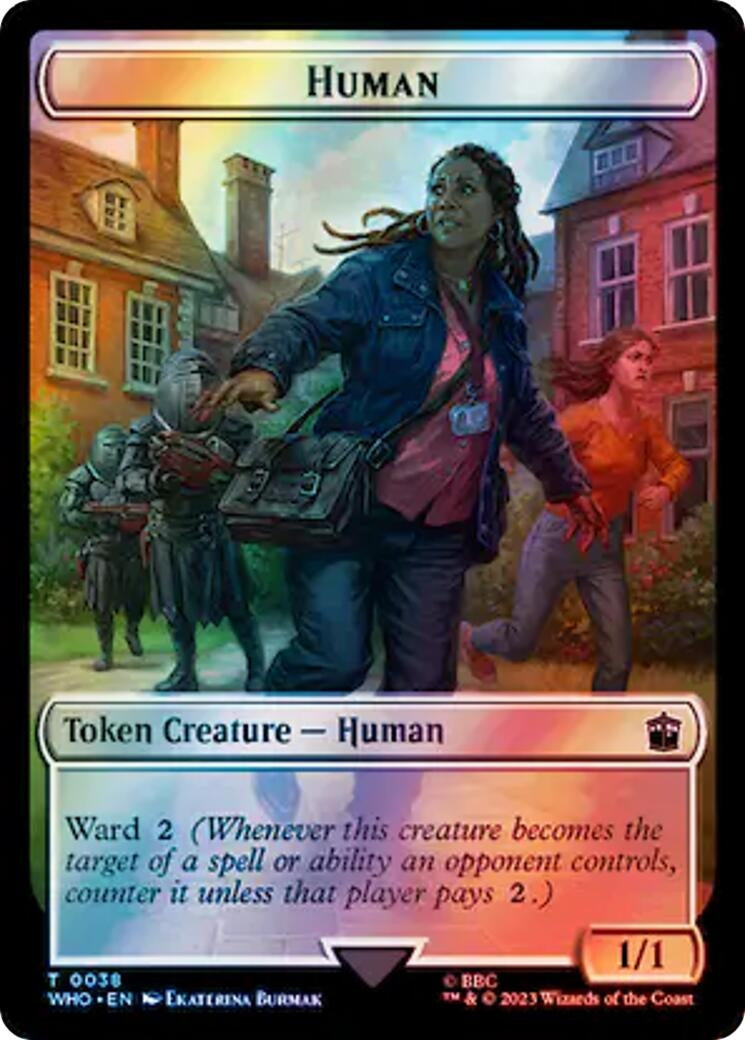 Image for Human (0038) // Clue (0055) Double-Sided Token (Surge Foil) (Universes Beyond: Doctor Who) (38 // 55) - Magic: The Gathering