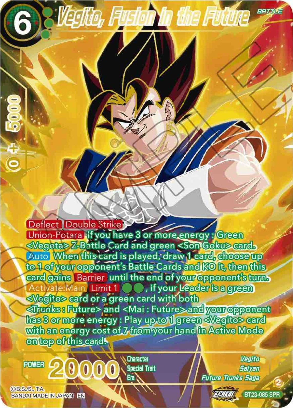 Image for Vegito, Fusion in the Future (SPR) (Perfect Combination) (BT23-085) - Dragon Ball Super: Masters