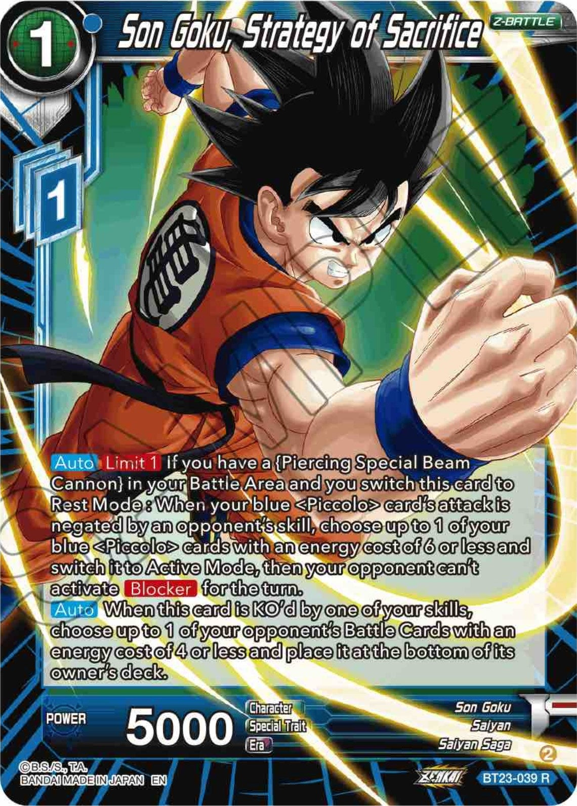 Image for Son Goku, Strategy of Sacrifice (Perfect Combination) (BT23-039) - Dragon Ball Super: Masters