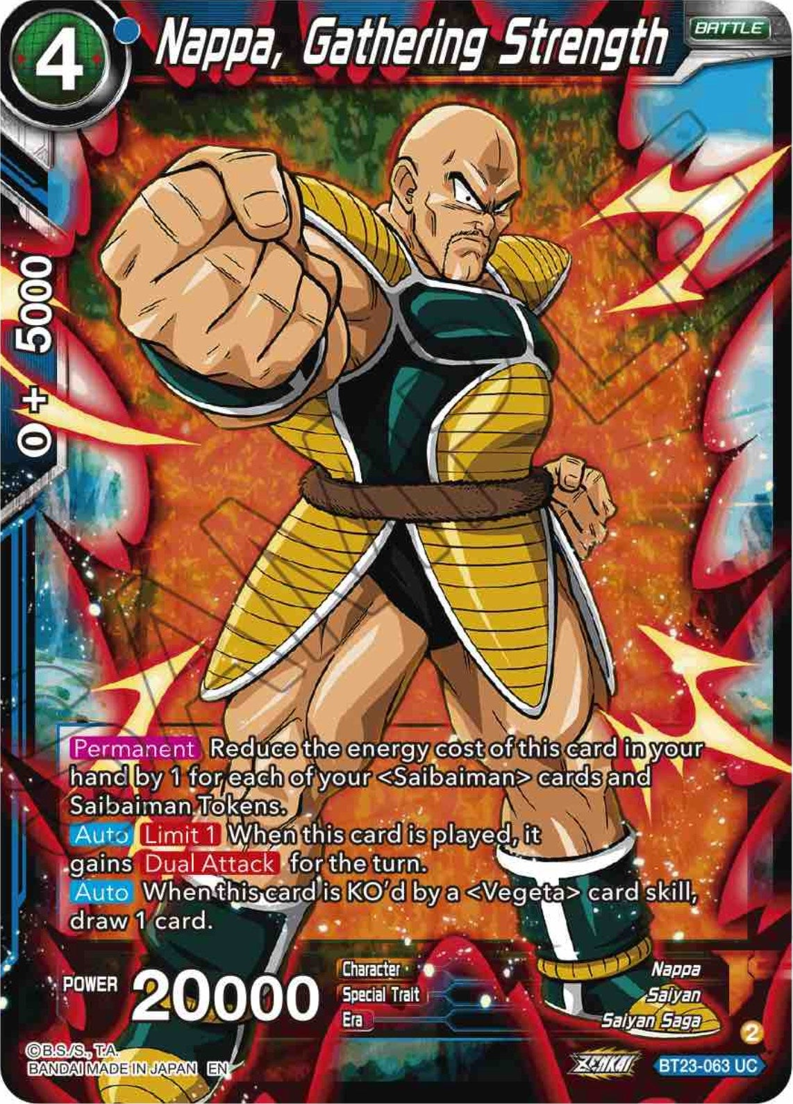 Image for Nappa, Gathering Strength (Perfect Combination) (BT23-063) - Dragon Ball Super: Masters