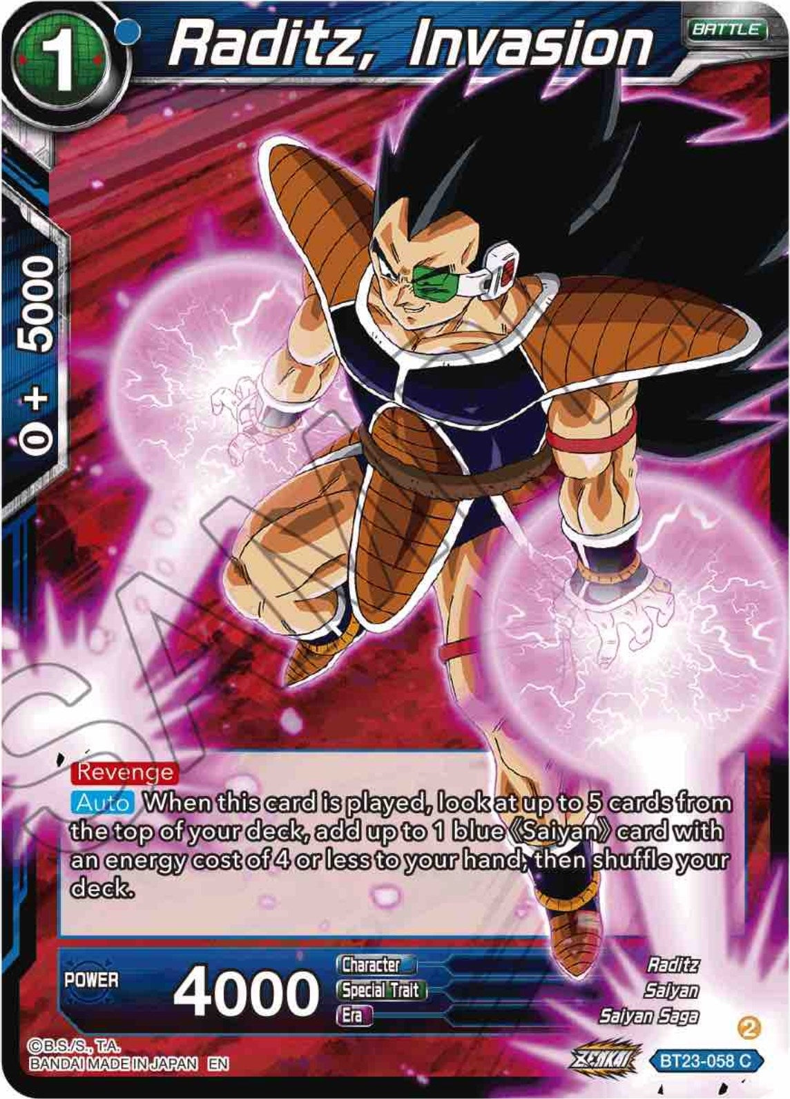Image for Raditz, Invasion (Perfect Combination) (BT23-058) - Dragon Ball Super: Masters