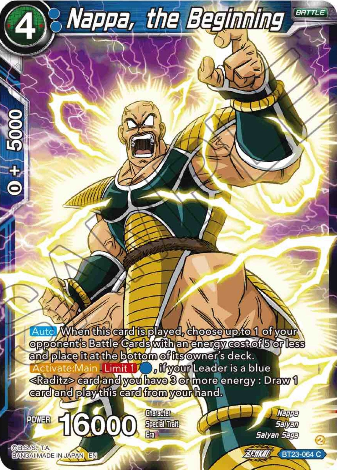 Image for Nappa, the Beginning (Perfect Combination) (BT23-064) - Dragon Ball Super: Masters