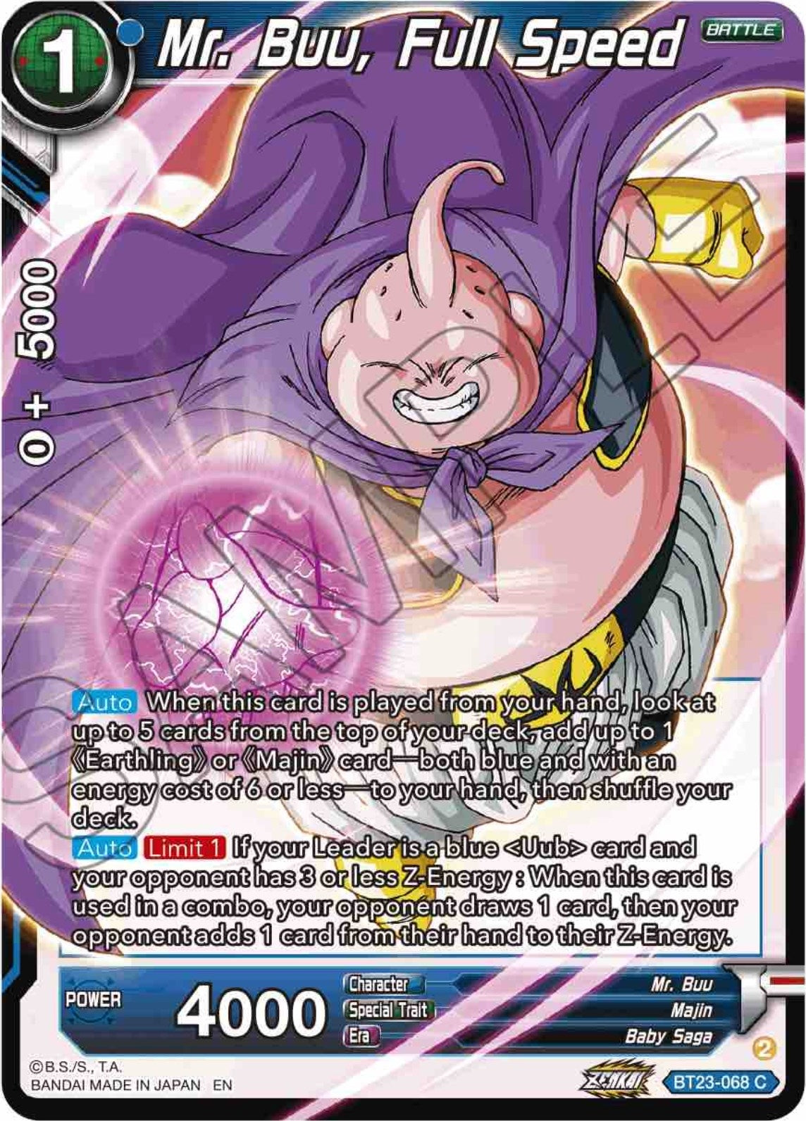 Image for Mr. Buu, Full Speed (Perfect Combination) (BT23-068) - Dragon Ball Super: Masters