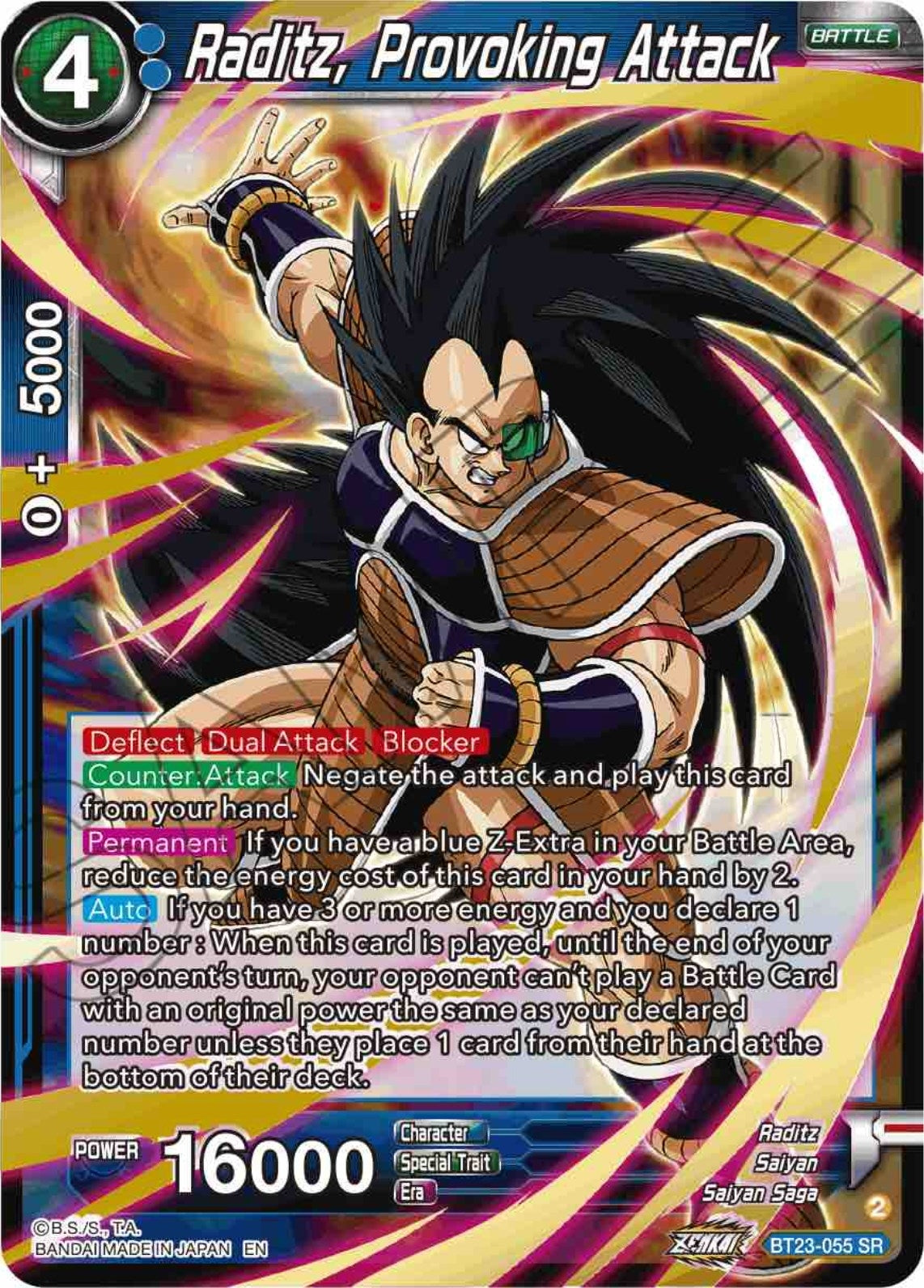 Image for Raditz, Provoking Attack (Perfect Combination) (BT23-055) - Dragon Ball Super: Masters