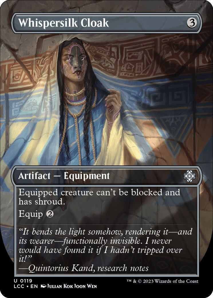 Image for Whispersilk Cloak (Borderless) (Commander: The Lost Caverns of Ixalan) (119) - Magic: The Gathering