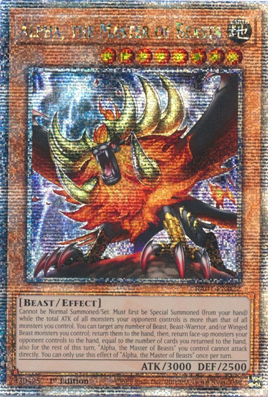 Image for Alpha, the Master of Beasts (Quarter Century Secret Rare) (25th Anniversary Rarity Collection) (RA01-EN022) - YuGiOh