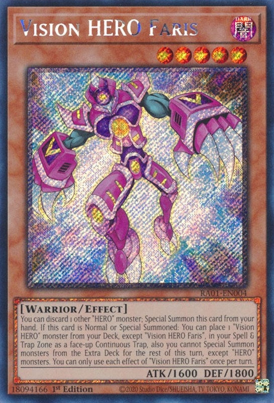 Image for Vision HERO Faris (Platinum Secret Rare) (25th Anniversary Rarity Collection) (RA01-EN004) - YuGiOh