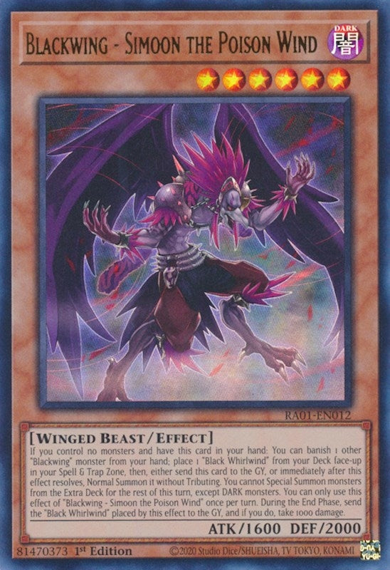 Image for Blackwing - Simoon the Poison Wind (UR) (25th Anniversary Rarity Collection) (RA01-EN012) - YuGiOh