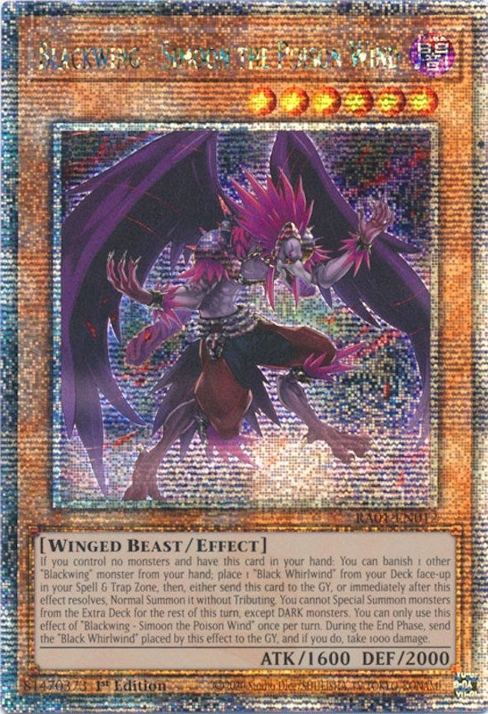 Image for Blackwing - Simoon the Poison Wind (Quarter Century Secret Rare) (25th Anniversary Rarity Collection) (RA01-EN012) - YuGiOh