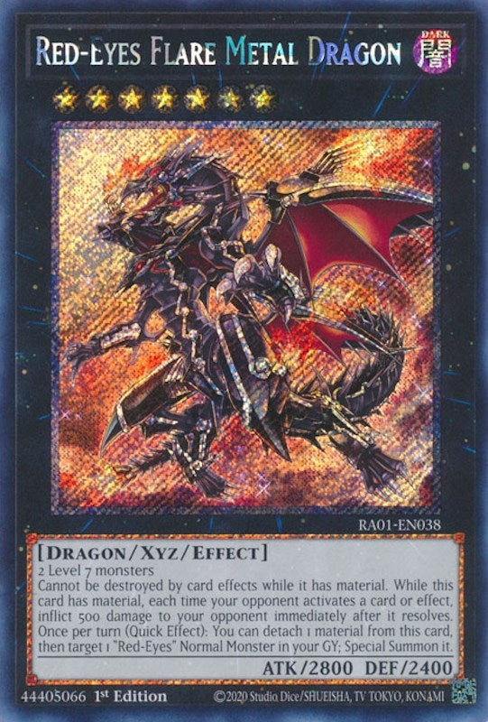 Image for Red-Eyes Flare Metal Dragon (Platinum Secret Rare) (25th Anniversary Rarity Collection) (RA01-EN038) - YuGiOh